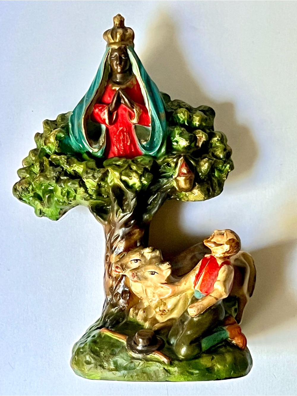 Our Lady of Hormigueros Apparition chalk devotional, statue, mid-century